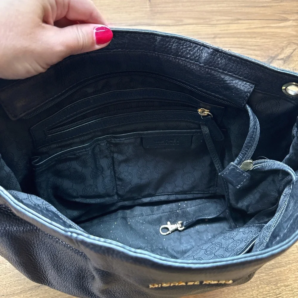 MICHAEL KORS Bedford Pebbled‎ Black Leather Large Bag Satchel Tote NO STRAP